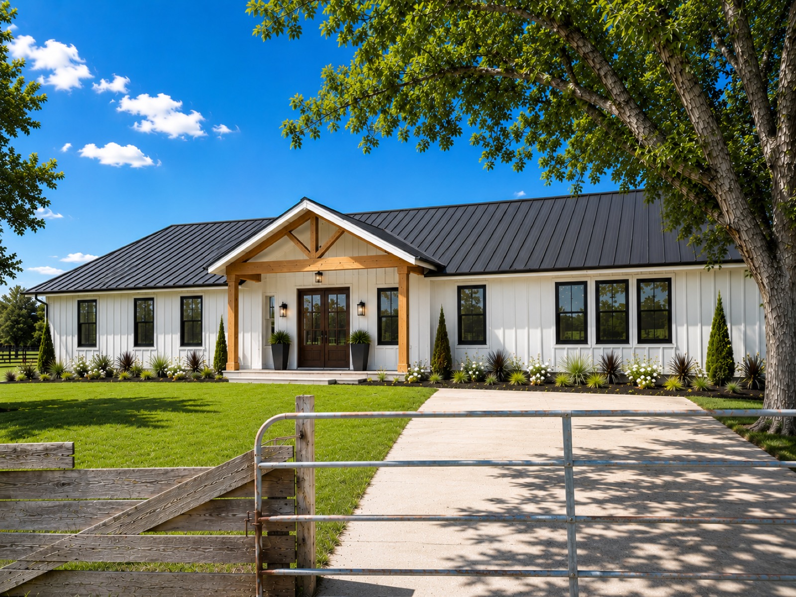 The renovated ranch house at Redemption Ranch, Gonzales County, Texas